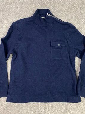 Wallace & Barnes Merino Wool Sweater Mens Large Fits like short Medium Navy